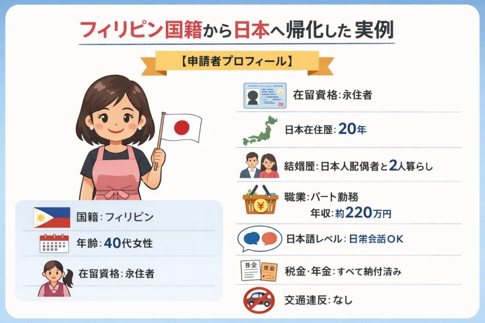 フィリピン国籍から日本へ帰化した実例